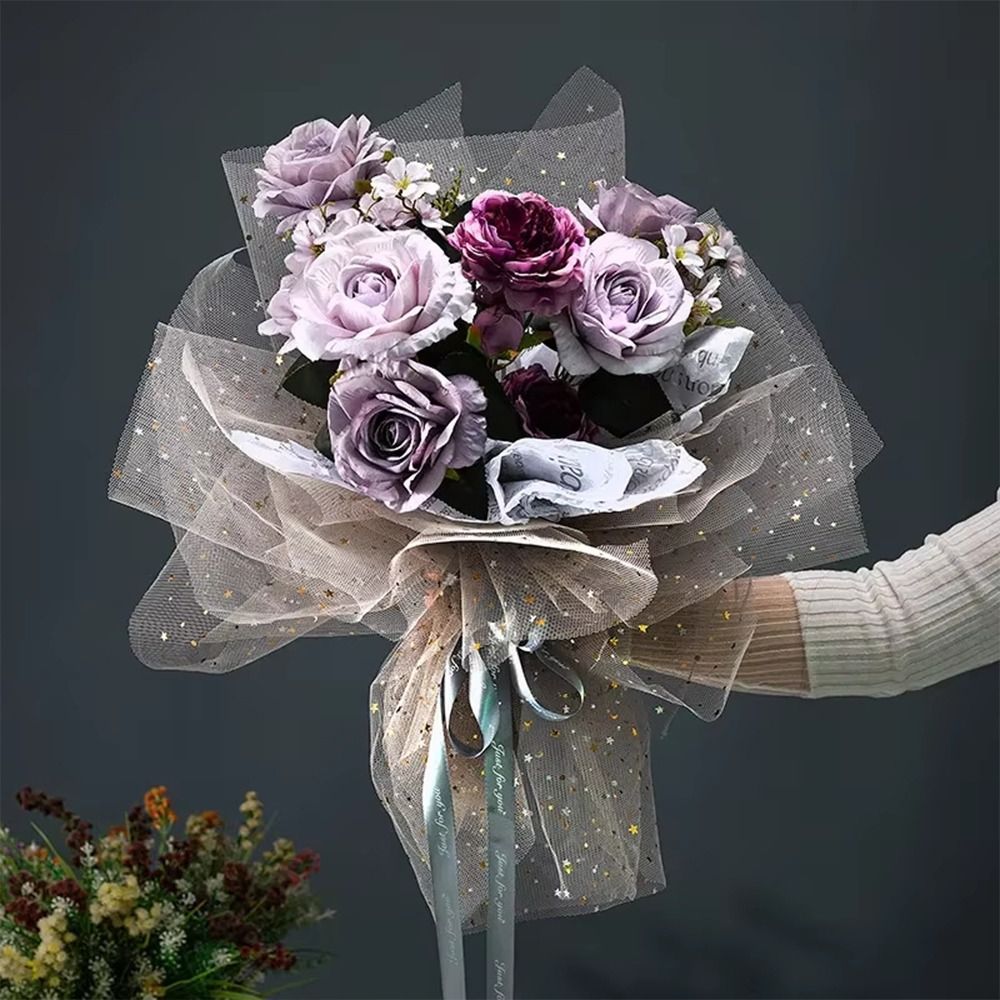 Flower Wrap Kraft - 50cm Breites Frischblumen-Einwickelpapier mit Sternen und